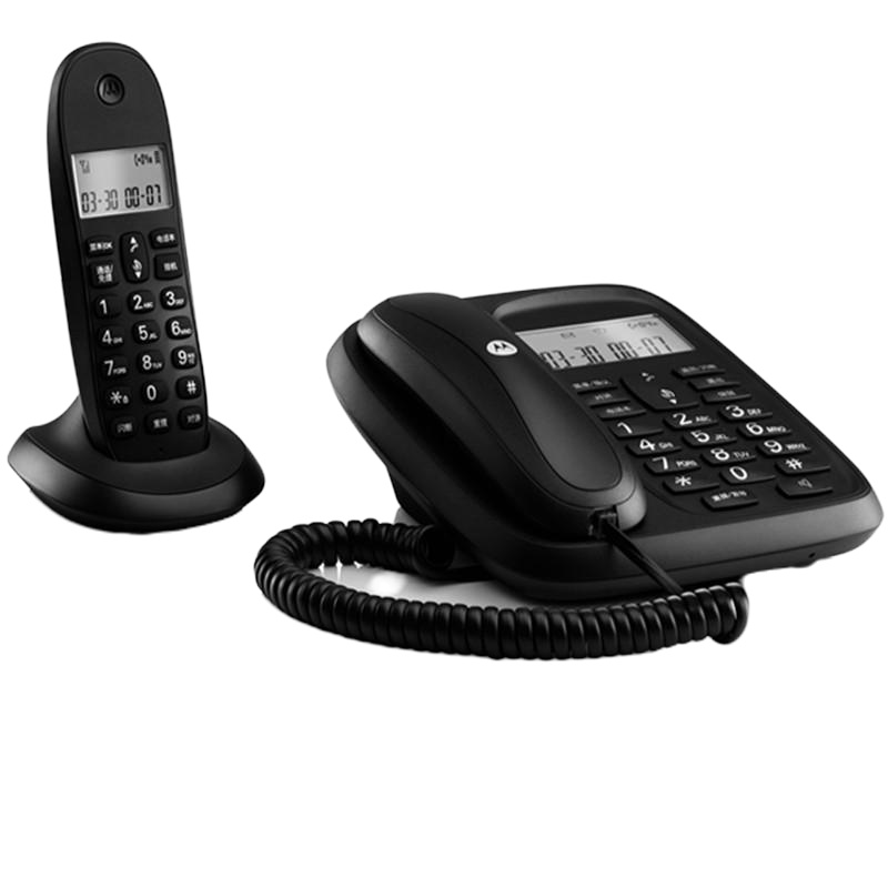 摩托罗拉(Motorola)数字无绳电话机 无线座机 子母机一拖一 办公家用 大屏幕 双清晰免提套装CL101C(黑色)