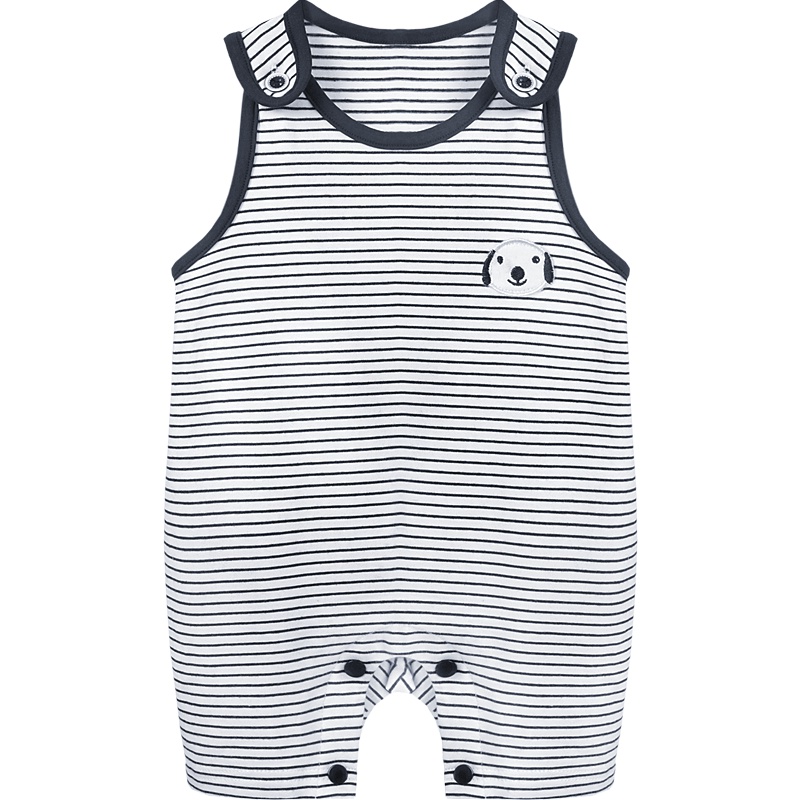 婴姿坊男女幼童夏季圆领短袖肩开扣卡通动漫图案两件套66-100码