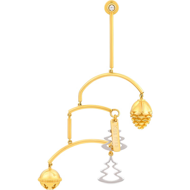 周大福MONOLOGUE独白松果铃铛托帕石银耳钉(单只)MA1370精品