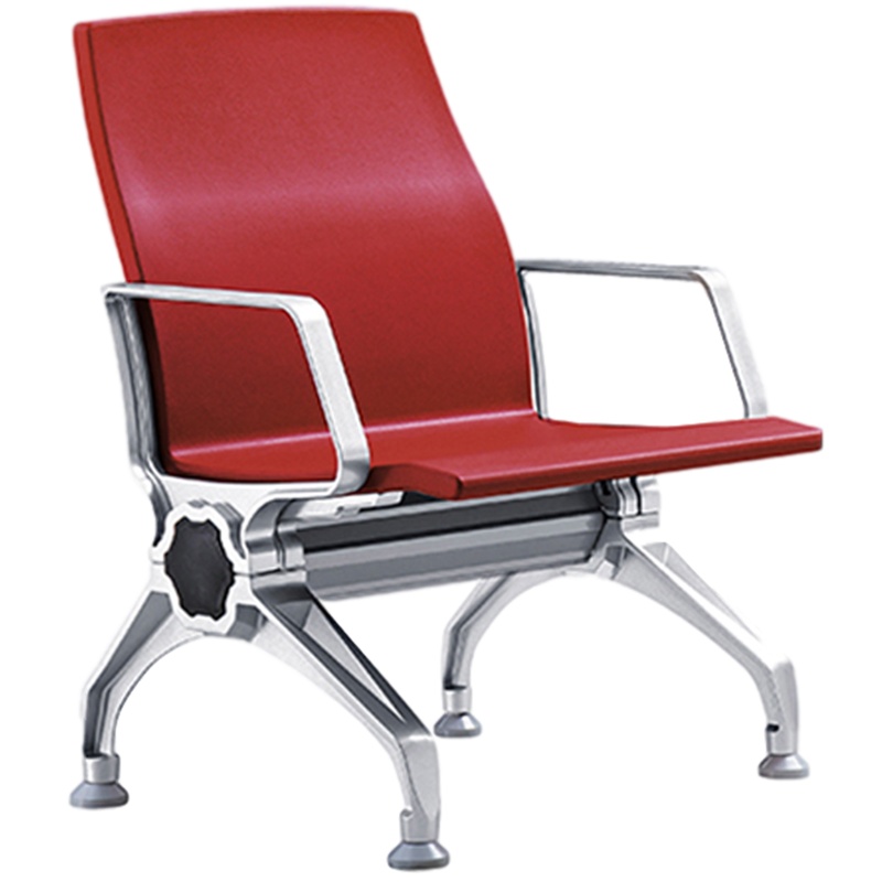 创世人 办公家具高端款式铝合金扶手脚聚氨酯坐板联排椅公共椅自结皮pu机场长椅单人位