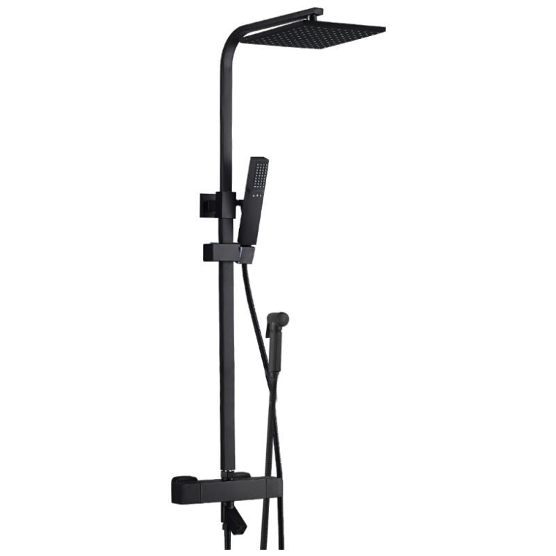 全铜恒温花洒套装冷热淋浴龙头黑色沐浴升降淋浴器美式黑金大花洒安心抵