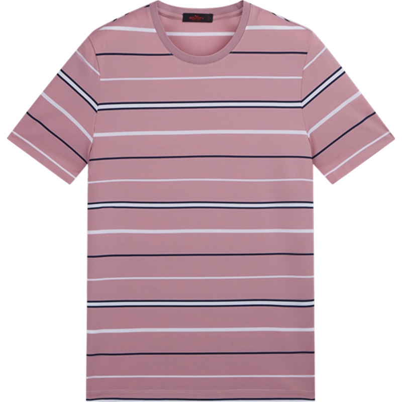 柒牌男装T恤2021夏季新款条纹百搭青年短T弹力透气男士短袖体恤衫