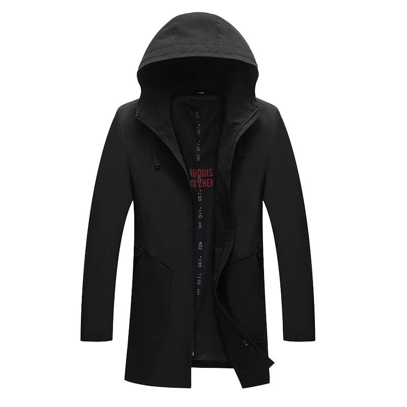 雅鹿男装2019春季新款中长款男士外套连帽商务休闲帅气上衣1901