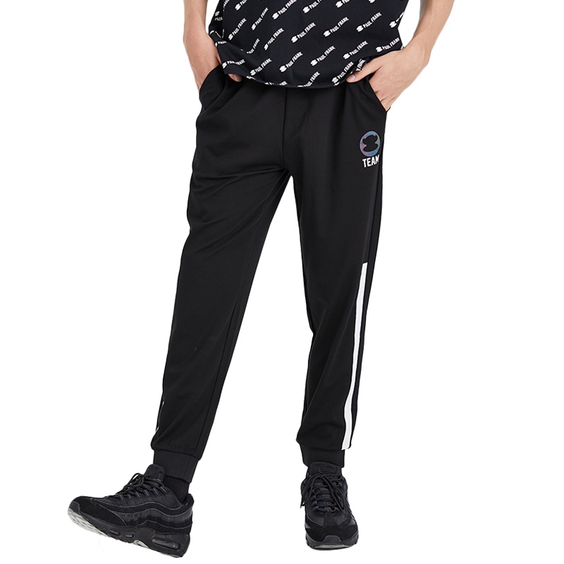 PaulFrank/大嘴猴春秋季新款休闲裤男韩版修身印花运动收口潮 黑色 M