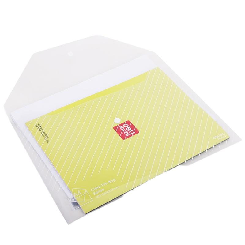 得力(deli) 5501A4加厚文件袋 透明按扣资料袋 防水档案袋公文袋透明色 10只/包