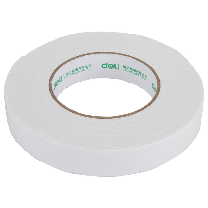 得力(deli)30412海绵胶泡棉双面胶24mm*5y强力办公用品胶带高黏性泡沫胶 12卷