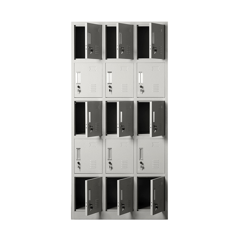 [一鹏]更衣柜 十五门带锁储物柜 浴室存包柜水杯多门柜子家用 员工宿舍铁皮柜