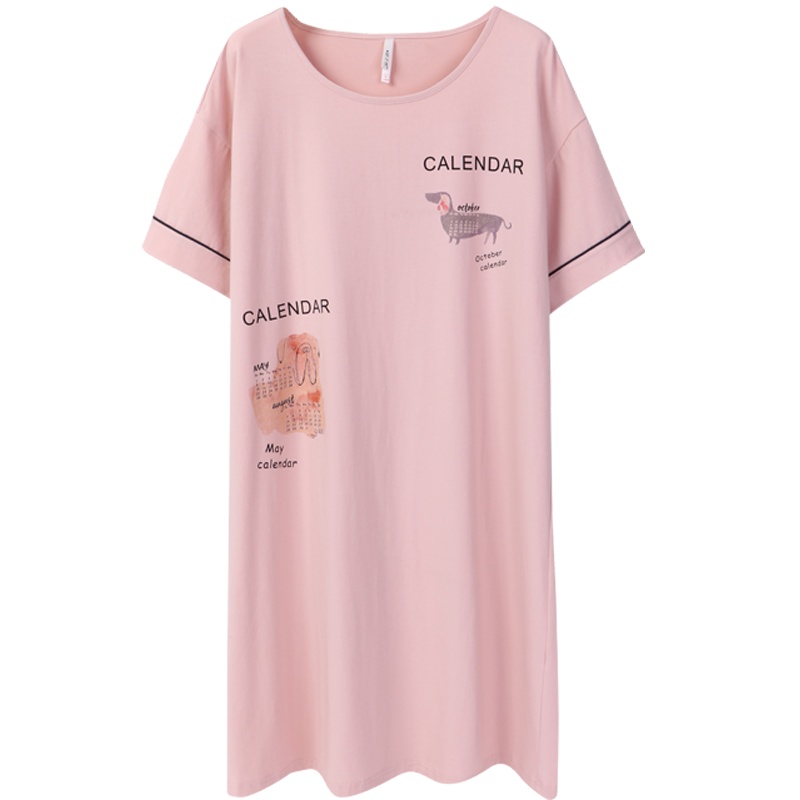 安之伴女睡衣夏季冰爽棉素色短袖女裙