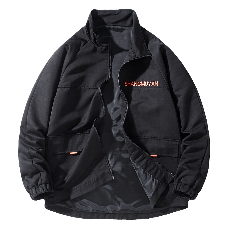 PMMP大码男装夹克春秋季时尚帅气宽松胖子加肥加大学生翻领潮外套上衣