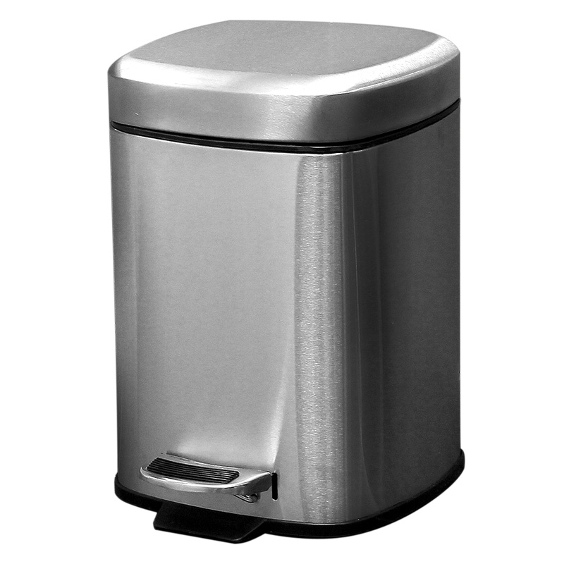 欧润哲 垃圾桶 6升缓降静音不锈钢款 正方体脚踏垃圾桶厨房卫生间客厅收纳筒办公室酒店家用翻盖清洁桶