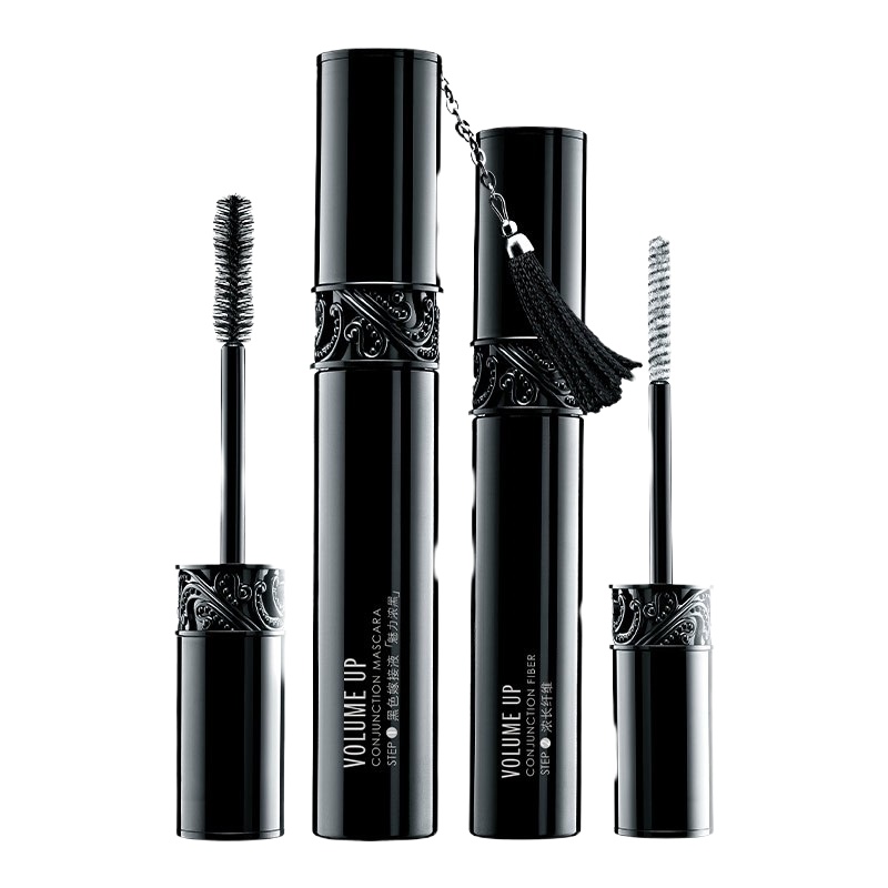 玛丽黛佳 黑流苏睫毛膏 不易晕染自然纤长持久卷翘立体拉长浓密防水黑色S型刷头 双支加密组合套装睫毛膏