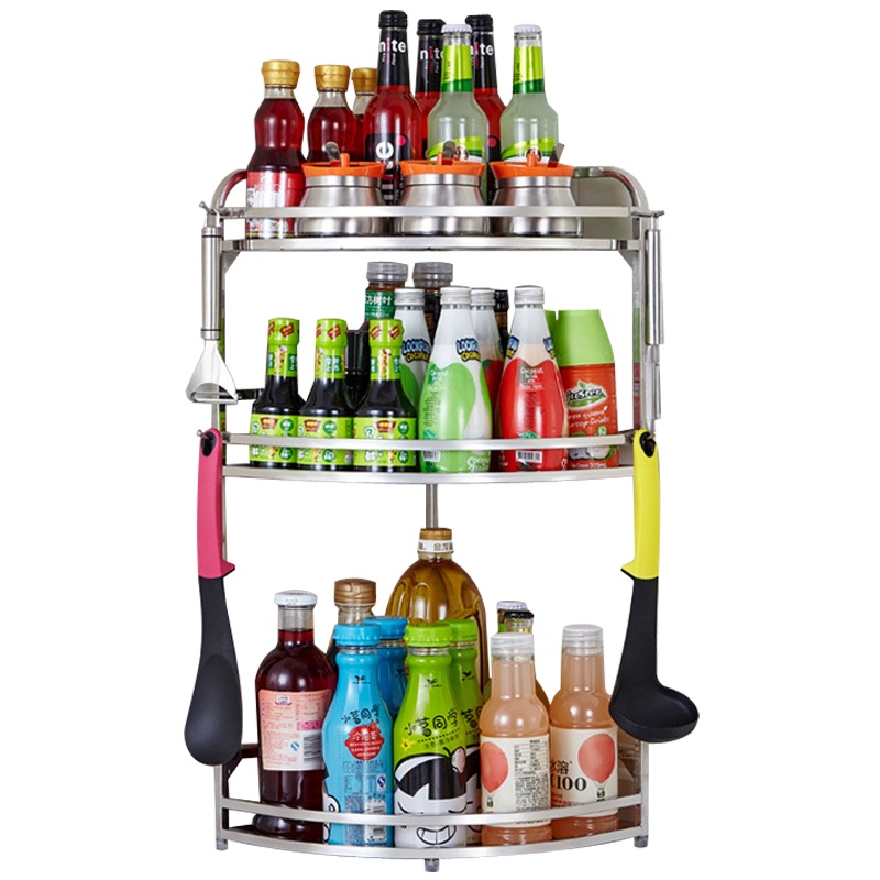 弘拜 不锈钢转角调味架调料架子厨房置物架墙角架子浴室收纳架