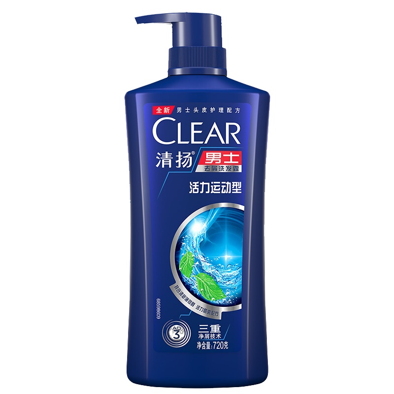 清扬(CLEAR)男士去屑洗发水套装活力运动洗发水720g+沐浴露720g