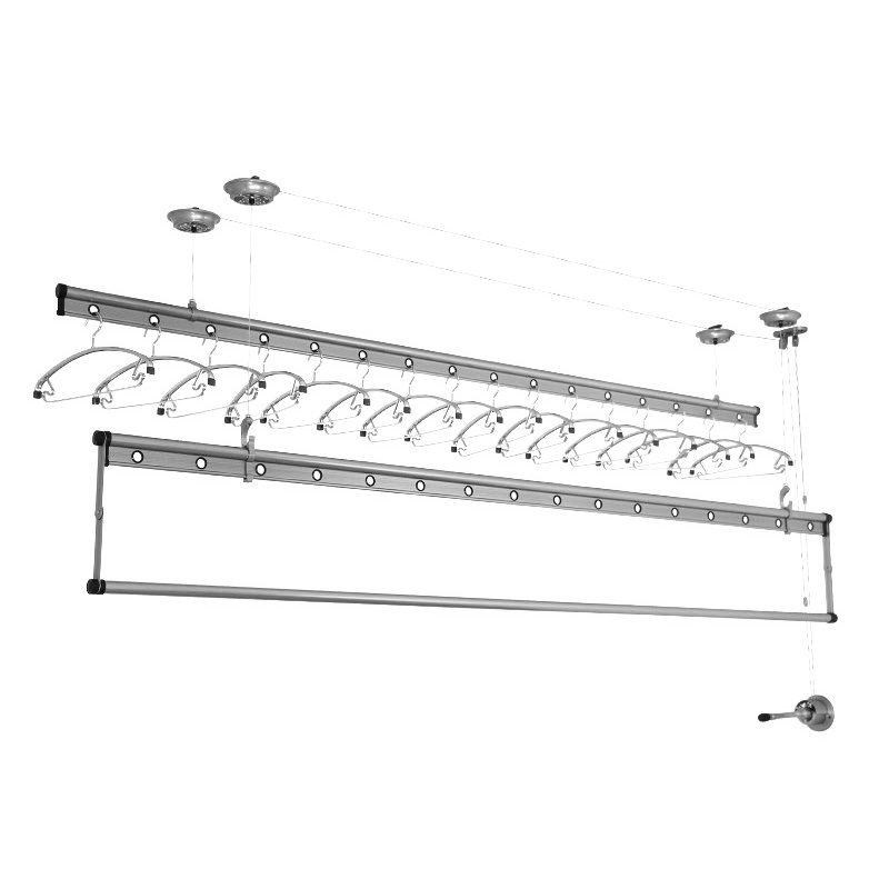 好太太(HOTATA) GW-8806C 手摇晾衣架 手动升降晾衣杆 智能三杆式晒衣架 阳台晒衣架