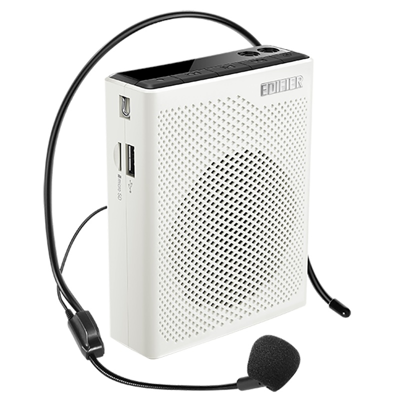 Edifier/漫步者 MF5 便携式数码扩音器 小蜜蜂大功率教学专用教师导游扩音器 插卡播放器 唱戏机 白色