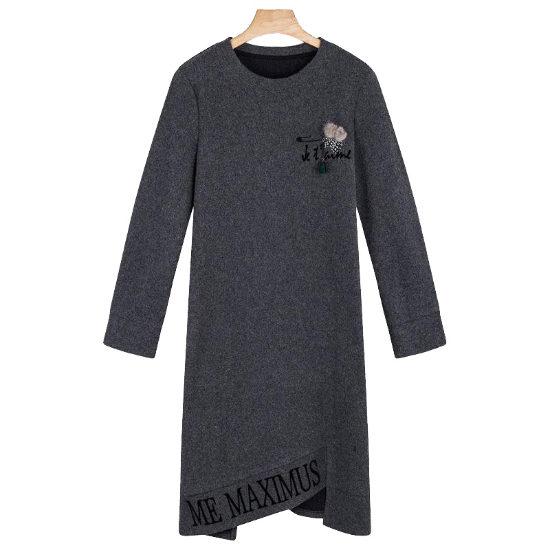 拉夏贝尔Puella秋冬女装新长袖不规则连衣裙韩版宽松显瘦2T011216