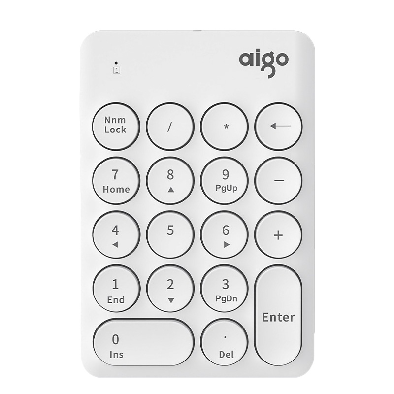 爱国者(AIGO)笔记本电脑无线USB外接迷你数字小键盘 会计出纳财务键盘 适合MAC/WIN多系统兼容 N18白色