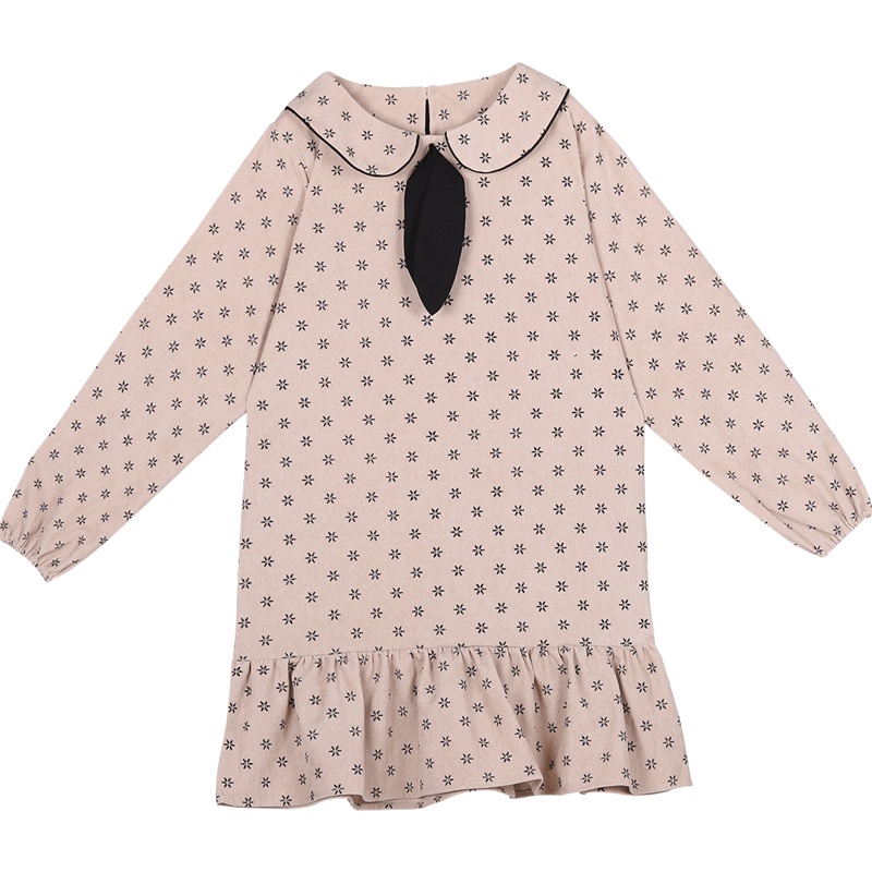 2019新款很仙的裙子中长款荷叶边egg裙法式少女娃娃领连衣裙秋季