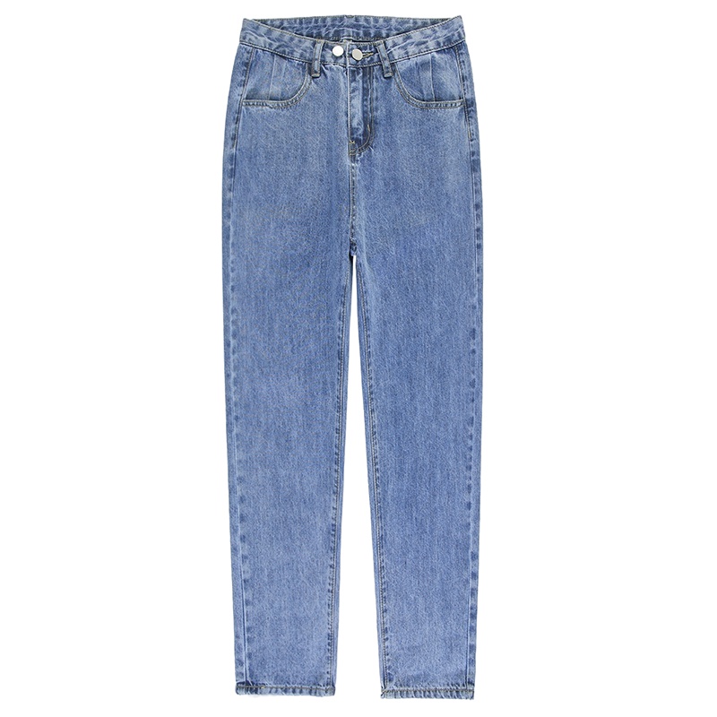 2021春季新款老爹牛仔裤女2021年新款韩版显瘦高腰宽松直筒萝卜哈伦外穿裤子