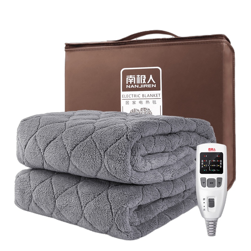 南极人(Nanjiren)电热毯(2.0*1.8米)法兰绒双人电褥子加厚双控双温调温保护电褥毯 除湿排潮 安全学生宿舍