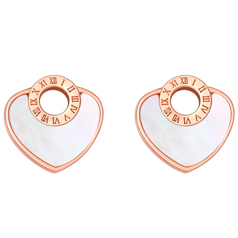 佰色传情S925银耳钉优雅天然贝壳爱心形耳环女设计感耳饰