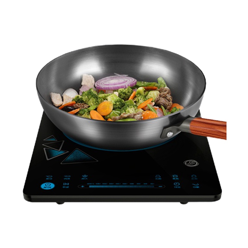 美的铁锅老式家用大炒锅无涂层电磁炉专用燃气煤气灶适用炒菜锅具 [32带盖]