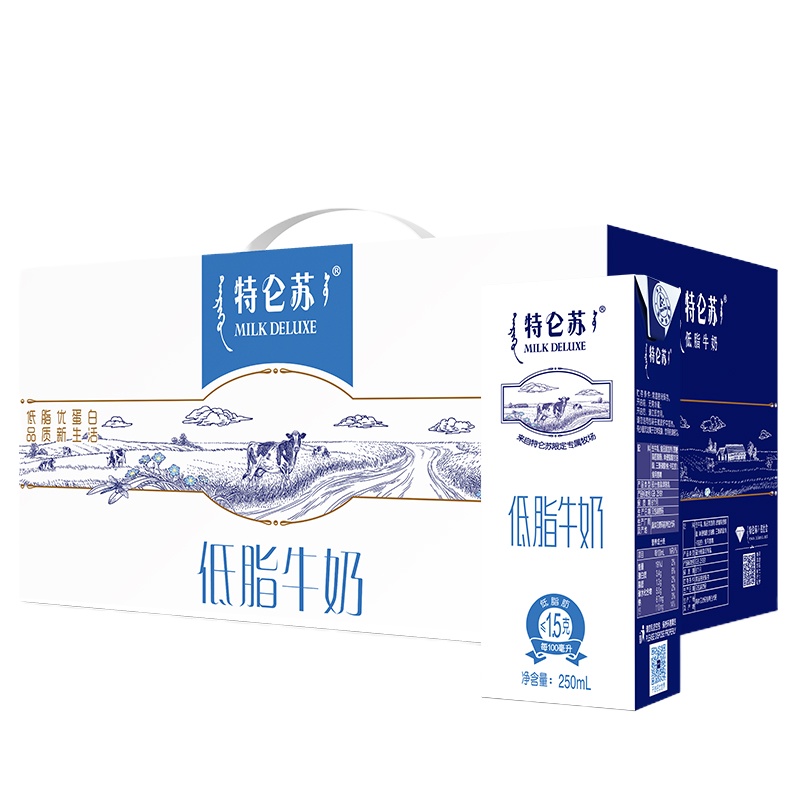 蒙牛 特仑苏低脂纯牛奶 250ml*12盒