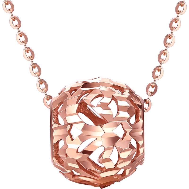 周大生18K金吊坠正品玫瑰金圆珠可配锁骨链AU750彩金挂坠女送礼