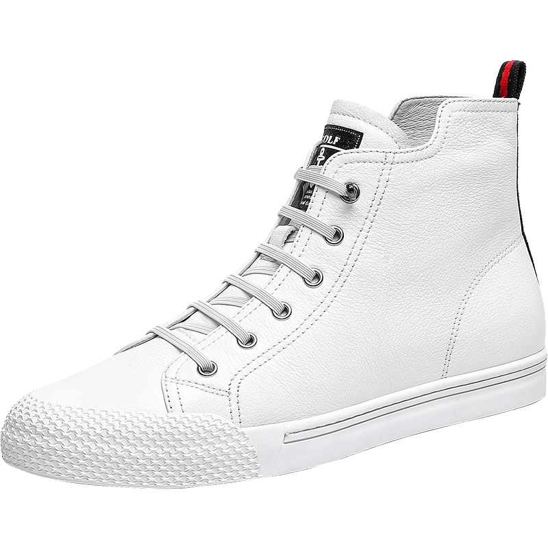 GOLF/高尔夫高帮鞋男韩版真皮休闲鞋男时尚弹力带街头风板鞋男