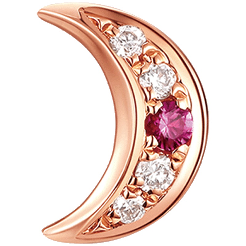 精选周大福焕美系列STELLA月亮18K金红宝石钻石耳钉(单只)V110490