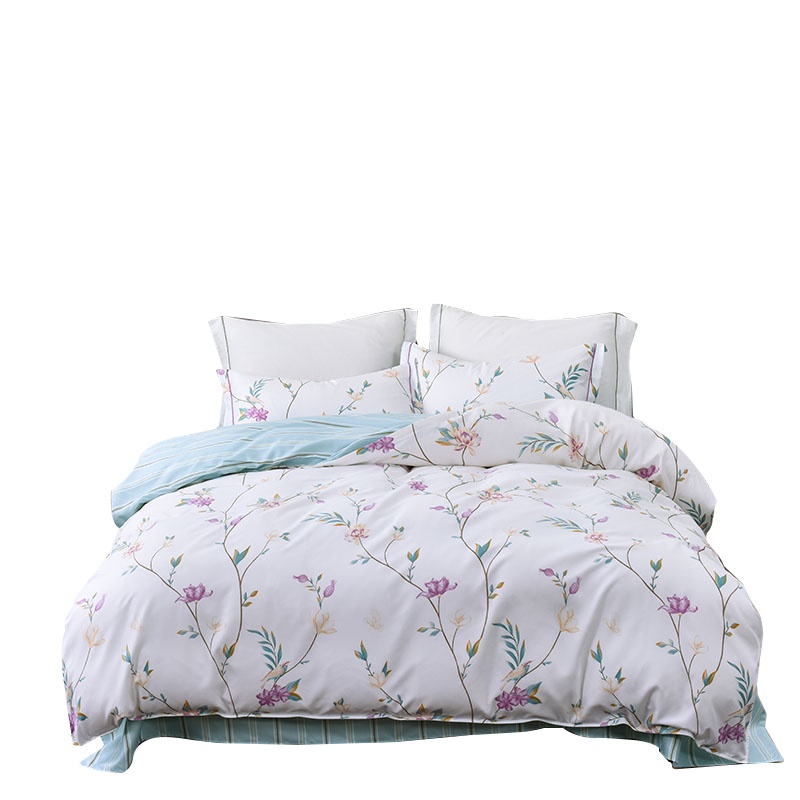 路易卡罗(Louiskellog) 韵之醉四件套楚楚花颜纯色床上用品1.5纯棉磨毛床单被套1.8米 单个价