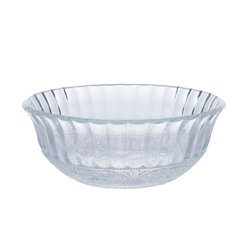 时光旧巷透明玻璃碗家用甜品水果沙拉碗大号耐热汤碗创意吃饭小餐具泡面碗 花边款大号