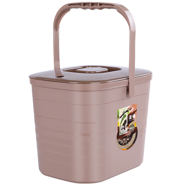 创世人 带盖手提茶渣桶 加厚塑料 排水桶 茶叶垃圾桶 废水 滤茶 储茶桶