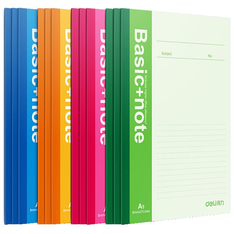 得力(deli)7652-A5/50页无线装订本 12本装 笔记本本子 记事本 软抄本 日记本 手帐本 记录本 软面抄