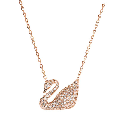施华洛世奇(SWAROVSKI)经典玫瑰金色天鹅水晶项链女士人造水晶送恋人5121597
