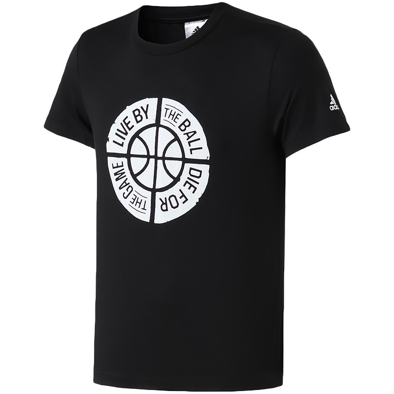 adidas男服短袖T恤篮球休闲运动服DU6448 L DU6448黑色