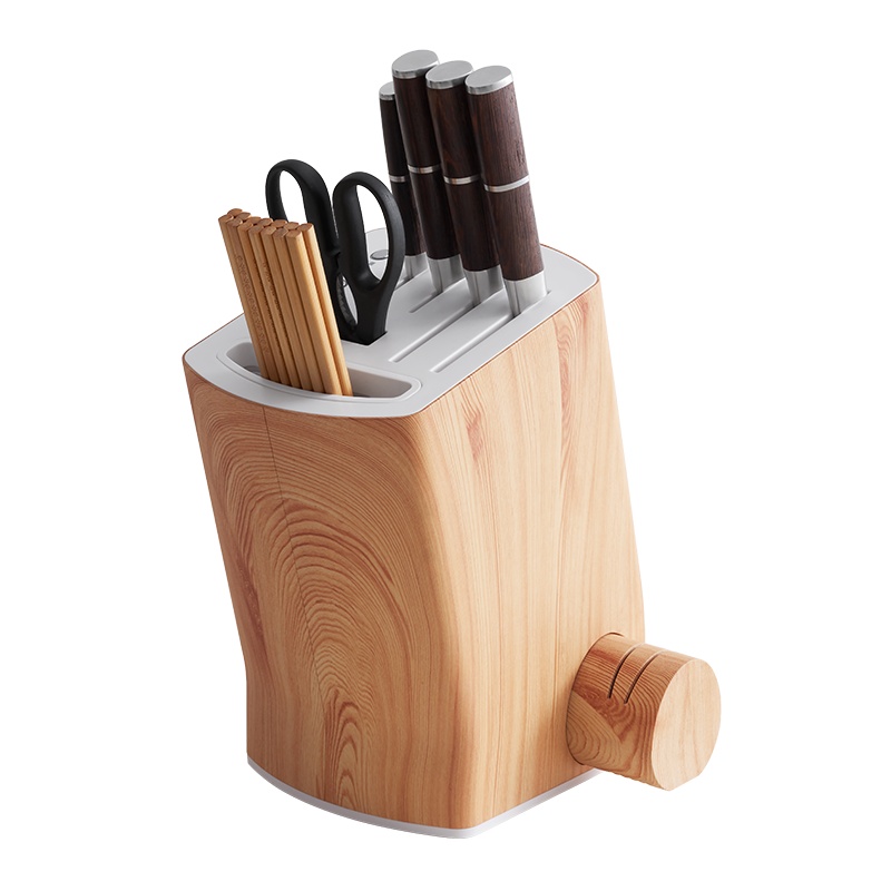 金正(NiNTAUS)多功能刀架 木纹色居家厨房刀筷烘干消毒磨刀一体机 智能自动菜刀座刀具架 筷子收纳器JZDJ-30x