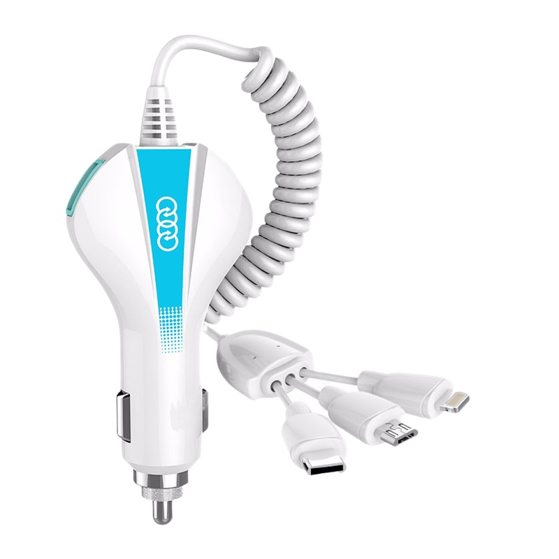 [4A]快充车载充电器 闪充一拖三点烟器插头货汽车用usb通用手机车充