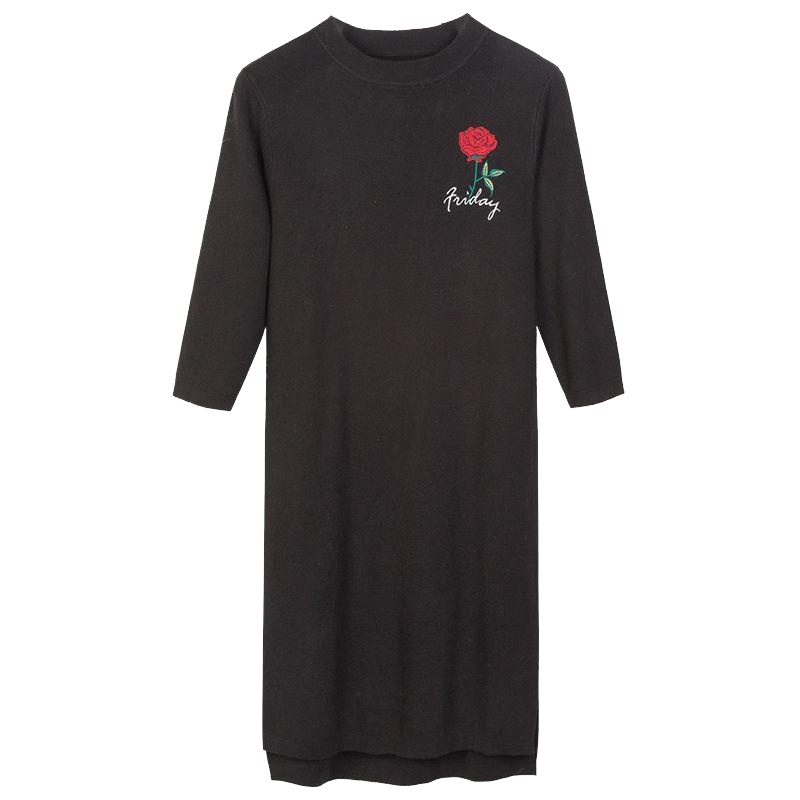 拉贝缇秋装连衣裙韩版时尚气质高腰中长款针织裙子女60300168