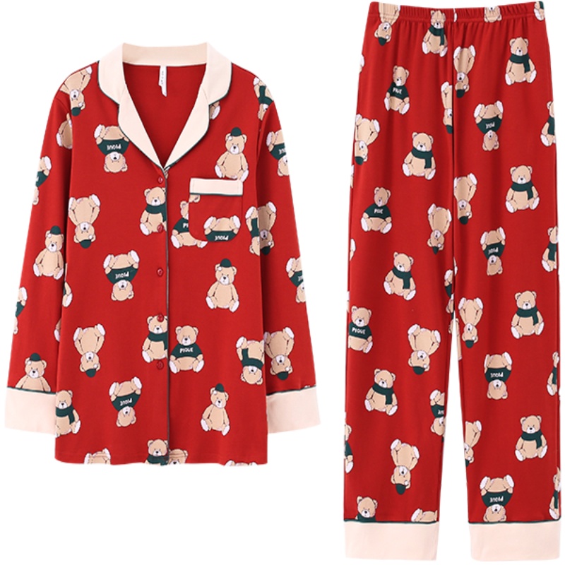 安之伴睡衣女早秋开衫套装针织家居服