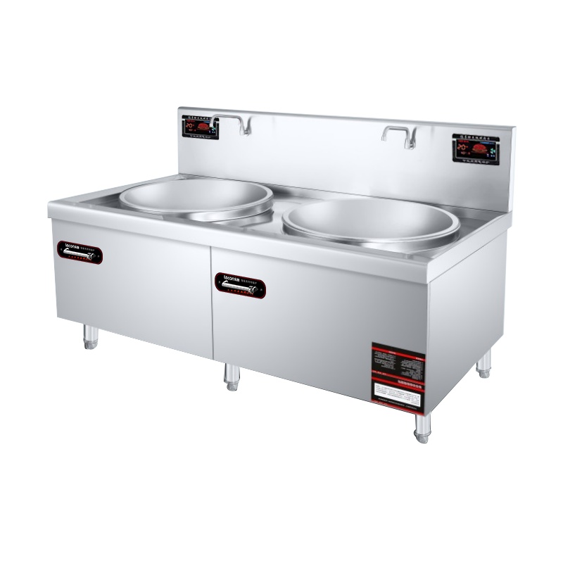 乐创(lecon)商用电磁炉电磁大锅灶灶台电炒炉 双头大锅 800MM*2 MC-SDC20C-08
