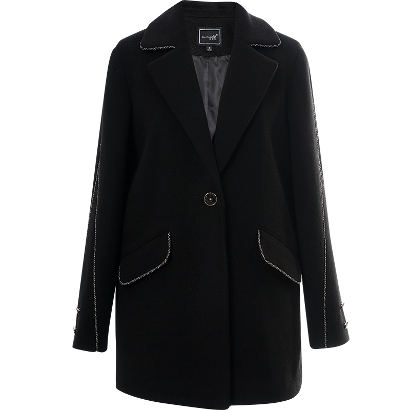 OUNIXUE欧昵雪 | [知性通勤呢子大衣]秋冬季复古翻领一粒扣中长款女士外套