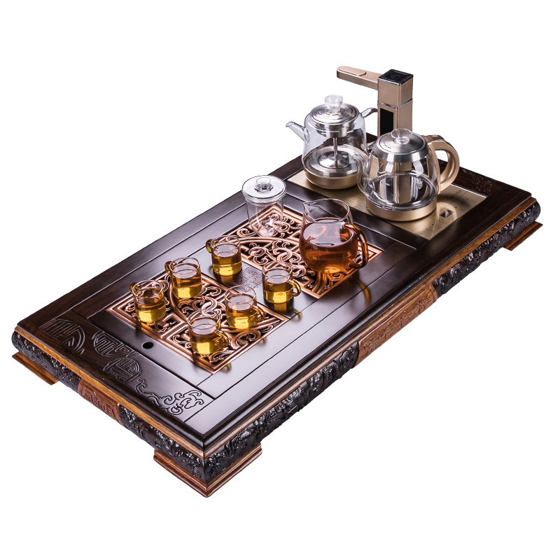 金杞(JINQI) 整套茶具全自动上水电热水壶耐热消毒烧水煮茶自动续水红铜面板刺猬紫檀茶盘J135款套装