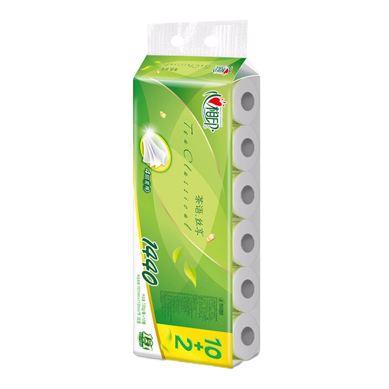 心相印茶语卷纸茶语卫生纸巾家用家庭装擦手纸有芯卷筒纸心心相印厕纸 4层*120克*12卷bt1712