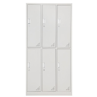 迪欧 DIOUS 储物柜 资料柜 文件柜 凭证柜 钢制铁皮柜 亚光灰色 带锁 六门更衣柜