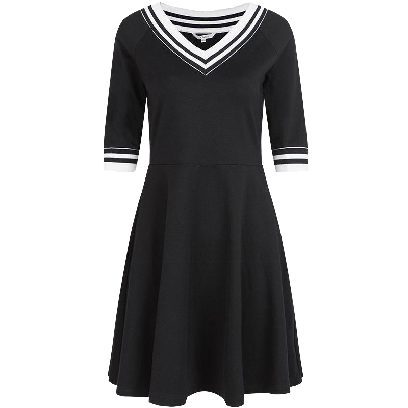 拉贝缇秋季毛衣连衣裙新款螺纹V领A字时尚百搭收腰休闲打底连衣裙60005240