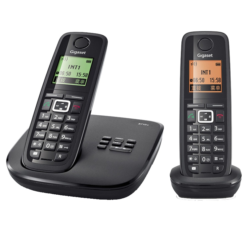 集怡嘉(Gigaset)原西门子德国进口E710A数字无绳子母机录音电话机座机办公家用无线固话 带录音 一拖一 黑