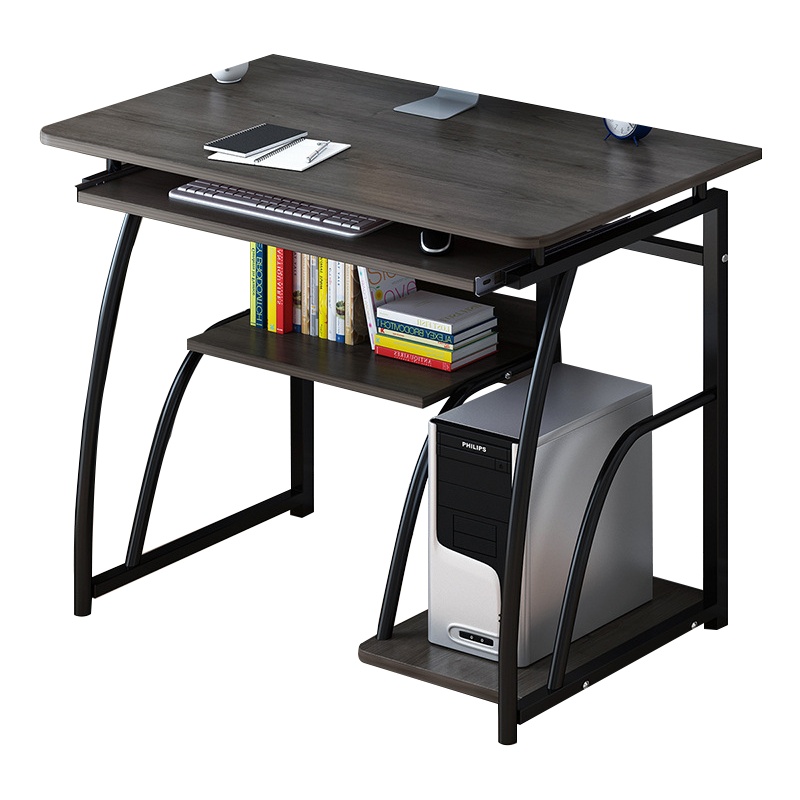 鑫金虎 简易台式桌家用可放键盘台式桌电脑桌办公桌带置物架两层经济型加宽床边桌写字台