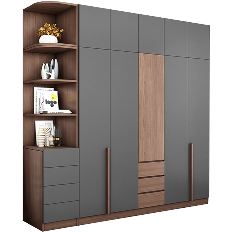 凯丽罗拉 衣柜 北欧现代平开门衣柜 加厚板式组装整体大衣橱 二门三门四门五门组合柜子