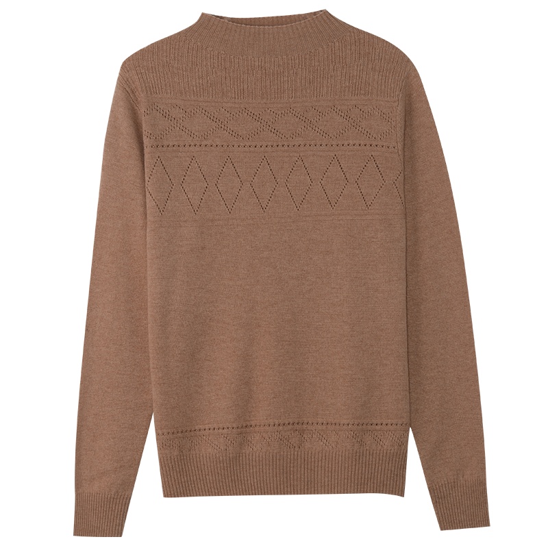 金菊秋冬新款毛衣纯色半高圆领打底100%羊毛衫女